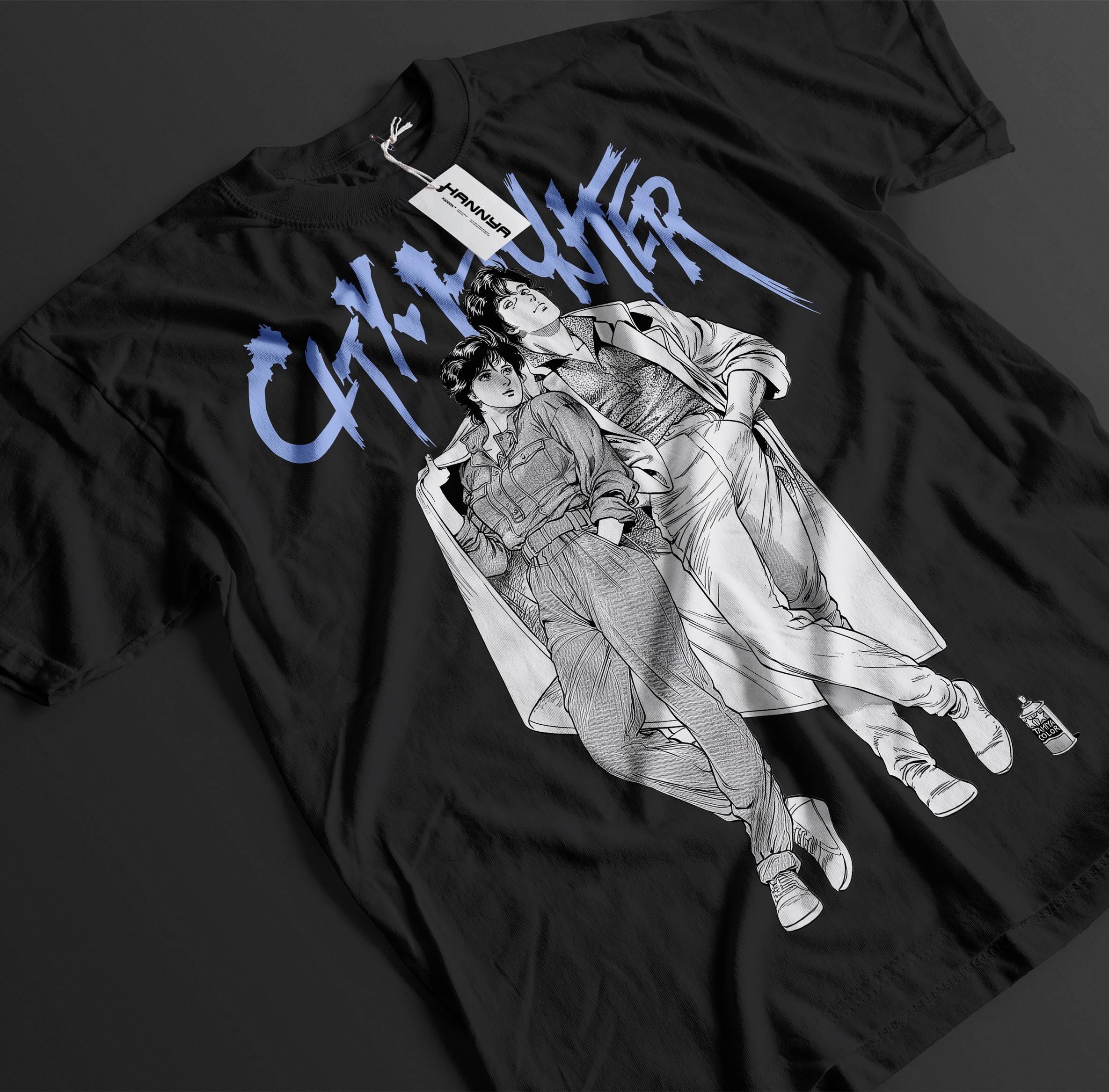 Unisex City Hunter Retro Anime T-Shirt, Ryo Saeba, Kaori Makimura Manga Shirt