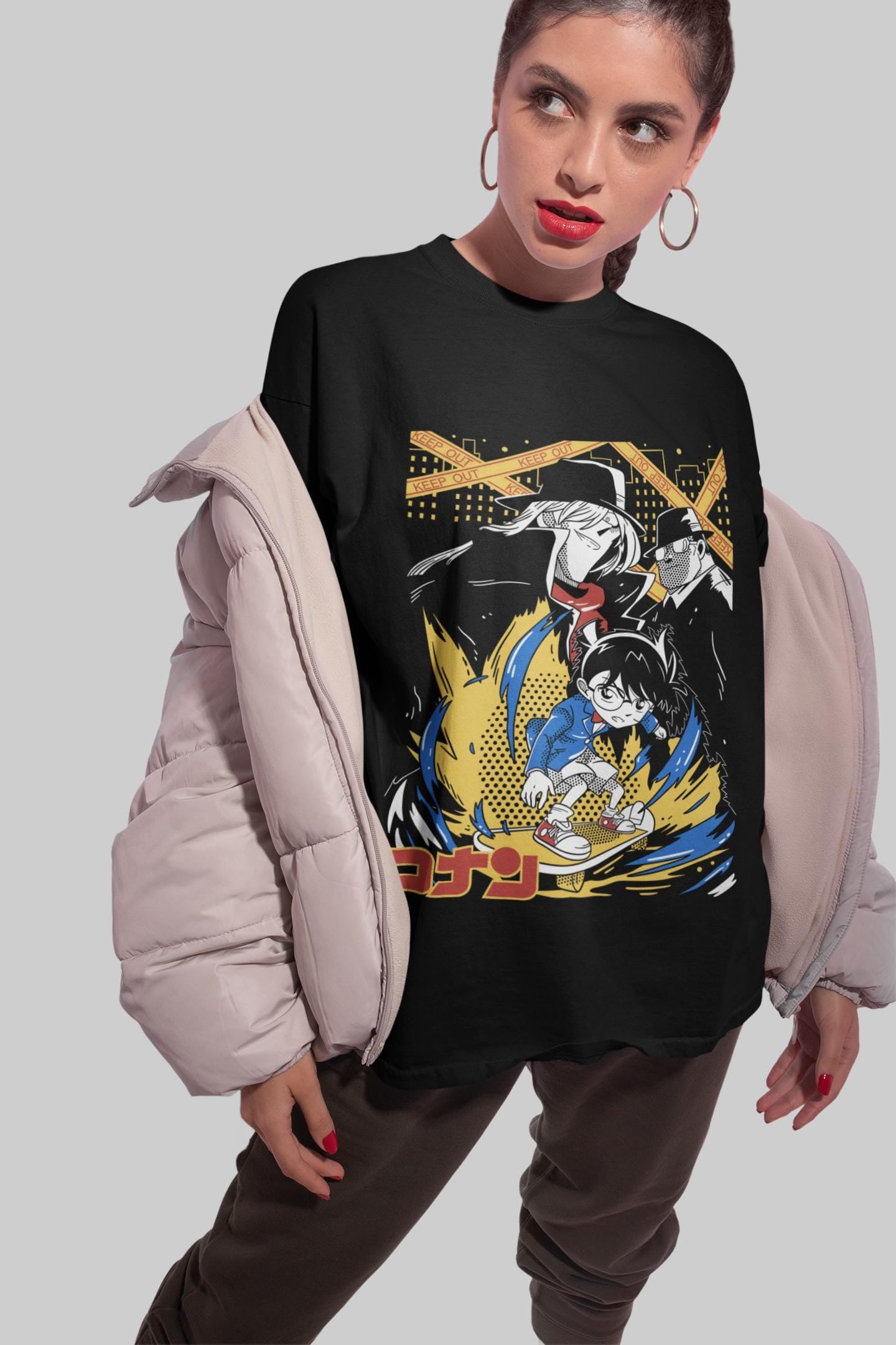 Unisex Vintage 90s Detective Conan anime tshirt