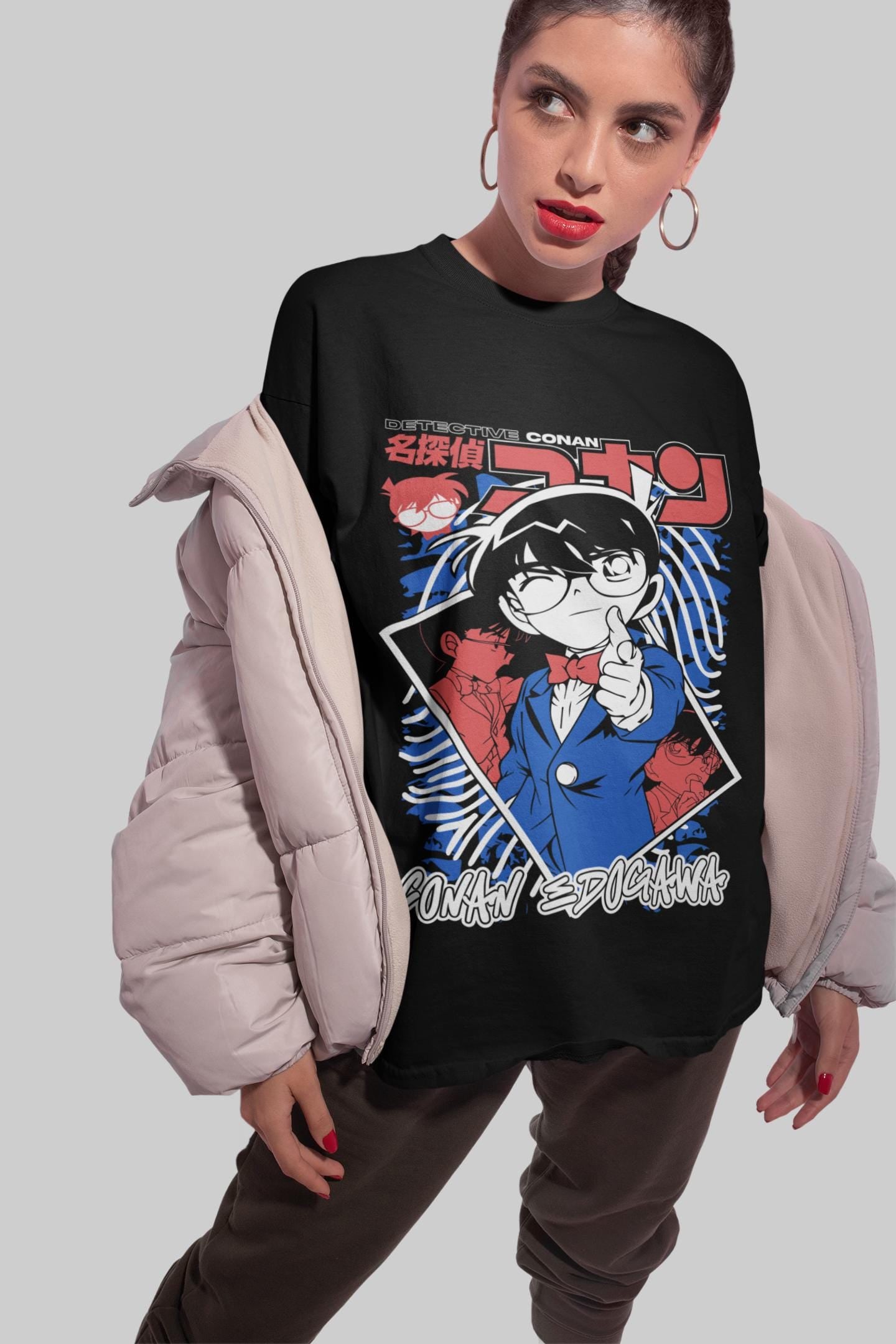 Unisex Vintage 90s Detective Conan anime tshirt