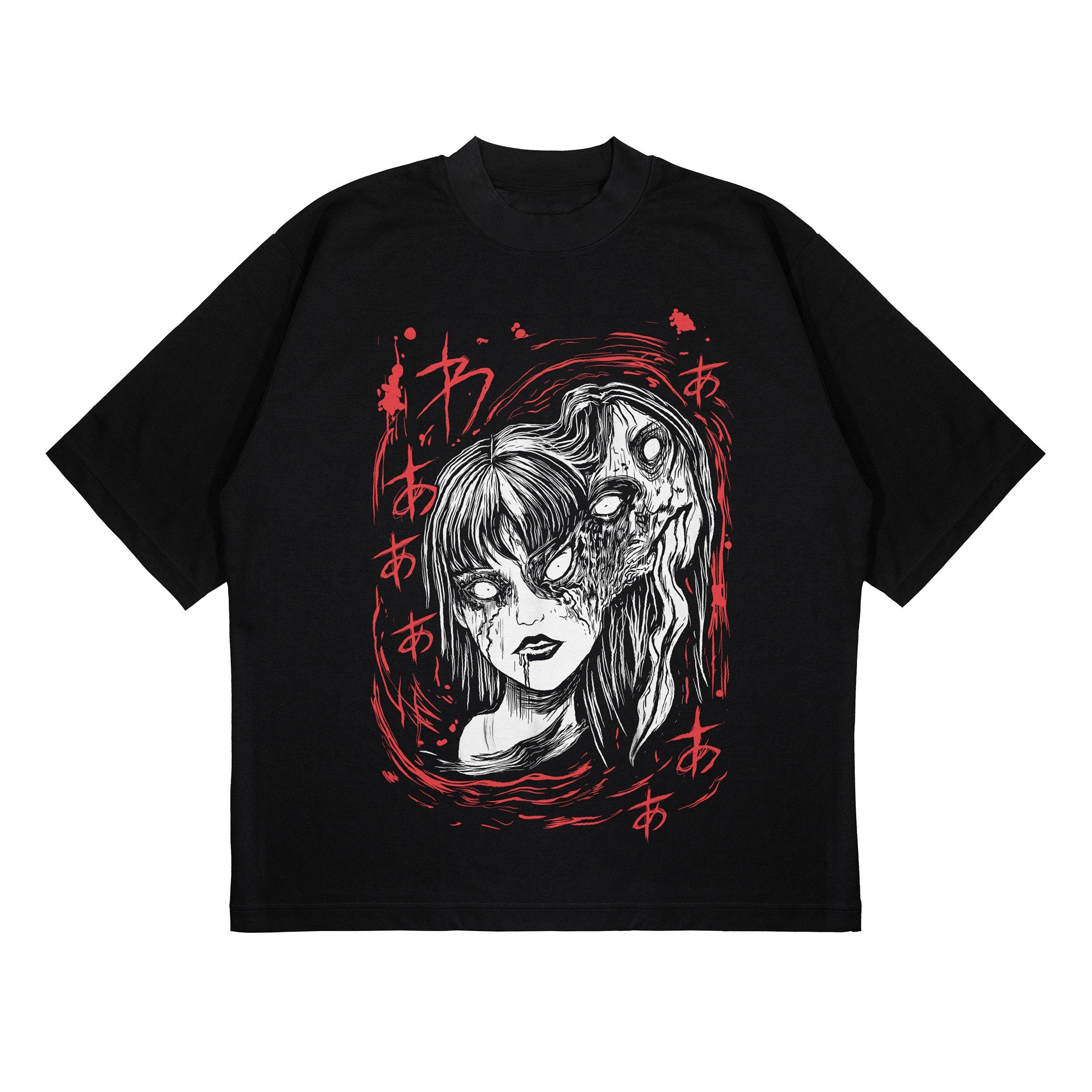 UNISEX - Unisex Horror Manga  T-Shirt, Creepy Girl,  Manga Gothic T-Shirt, Dark Anime Gothic T-Shirt