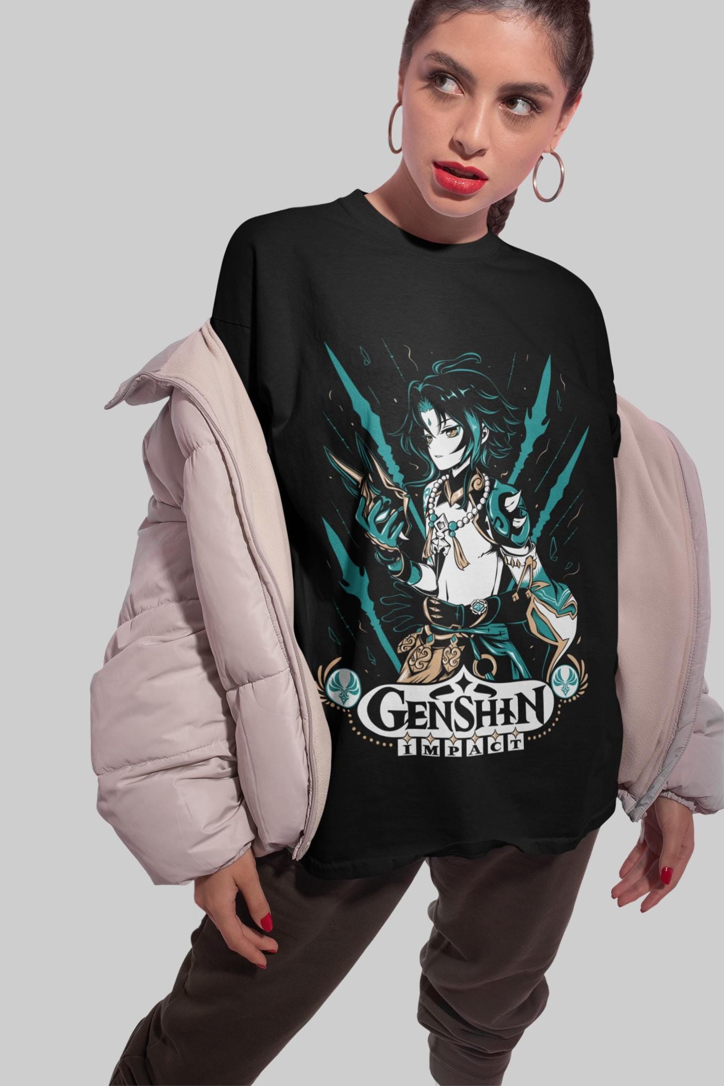 Hu Tao Genshin Impact Japan Aesthetic Anime Japanese Vaporwave Genshin Impact Raiden Shogun Gaming T-Shirt, Anime Waifu Shirt