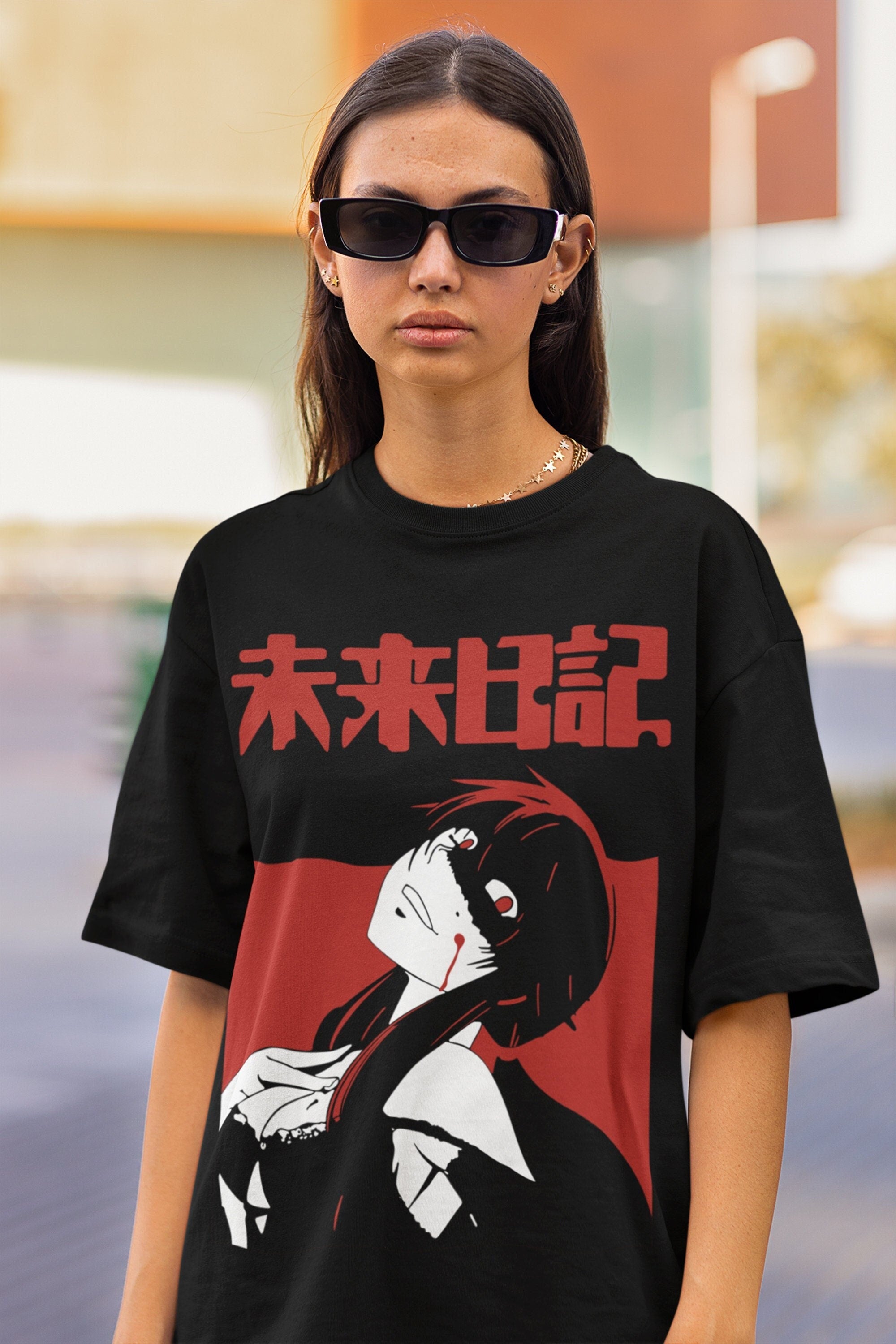 UNISEX - Mirai Nikki Anime T-Shirt, Yuno Gasai Future Diary Manga Waifu Shirt, Aesthetic Anime Short Sleeve Tee