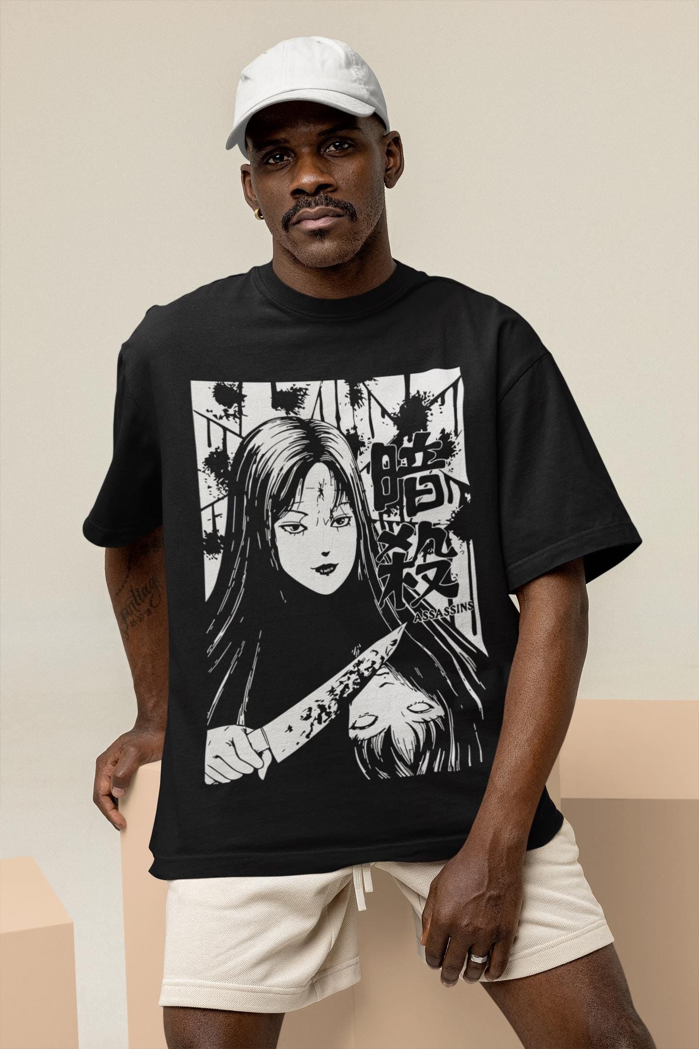 UNISEX - Unisex Horror Manga  T-Shirt, Creepy Girl,  Manga Gothic T-Shirt, Dark Anime Gothic T-Shirt