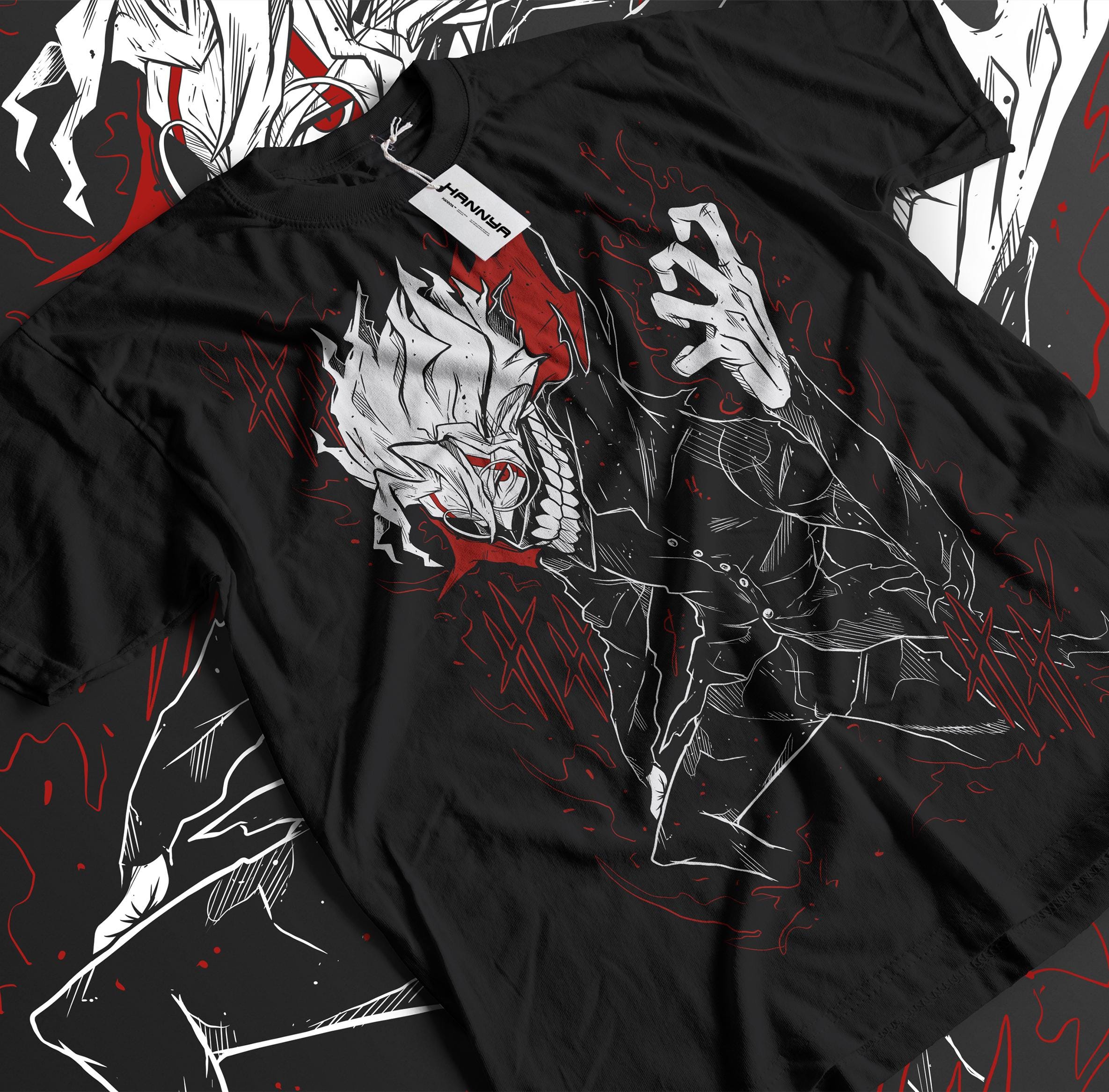 Unisex Horror Manga Creepy Girl T-Shirt, Dark Anime Gothic T-Shirt, Manga Gothic T-Shirt