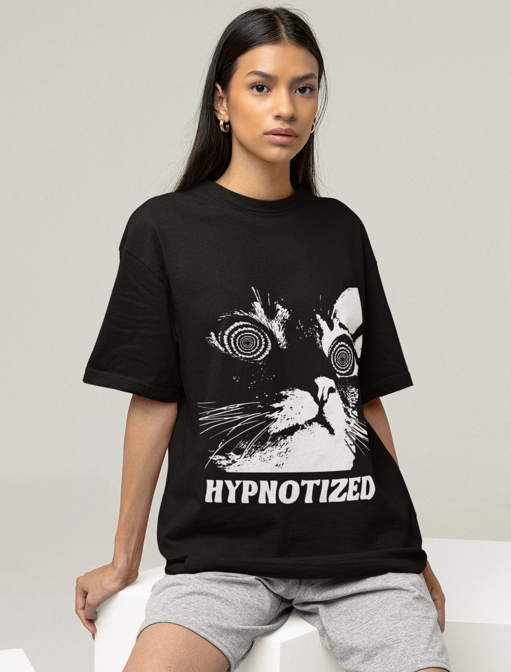 HYPNOTYZE cat Streetwear Harajuku T-Shirt Hip Hop Cartoon Korean Print Men Tshirt Fashion Cotton Casual, Summer Short Sleeve T Shirt