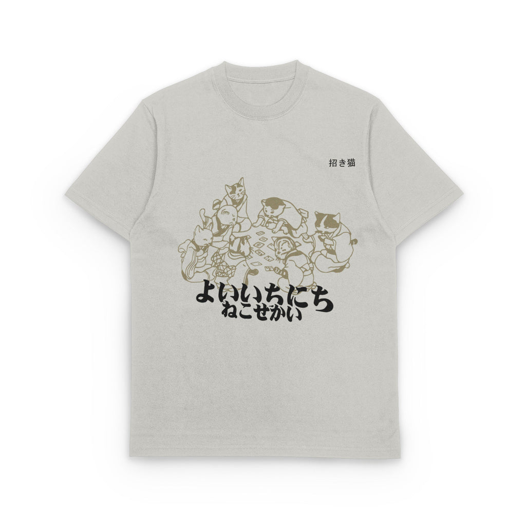 UNISEX Cat playing cards t-shirt, Retro Japan shirt, Kawaii Cat shirt, Japanese streetwear, Kanji Apparel, Aesthetic Clothing, Anime Gifts
