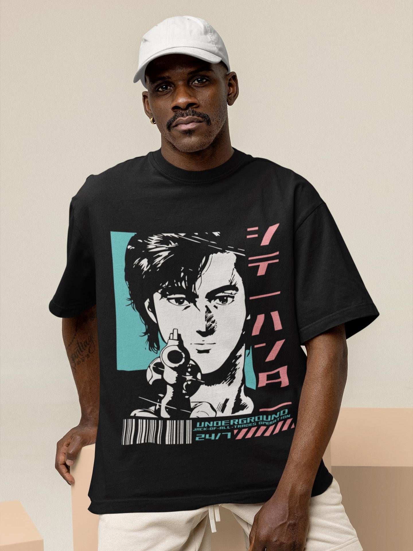 Unisex City Hunter Retro Anime T-Shirt, Ryo Saeba, Kaori Makimura Manga Shirt