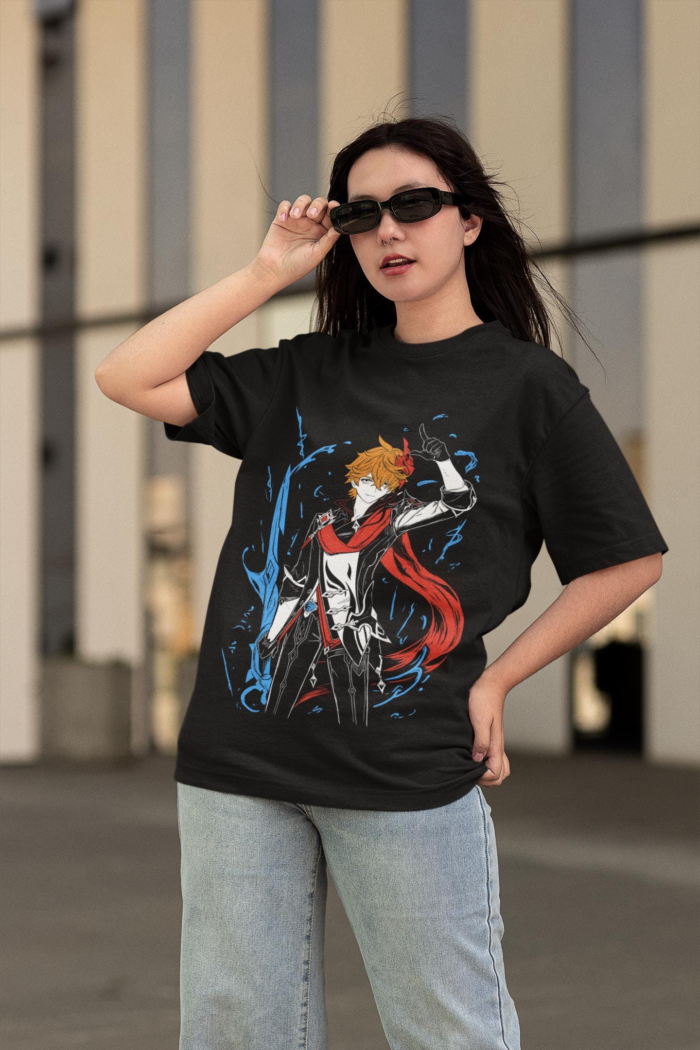 Tartaglia Genshin Impact Japan Aesthetic Anime Japanese Vaporwave Genshin Impact Raiden Shogun Gaming T-Shirt, Anime Waifu Shirt