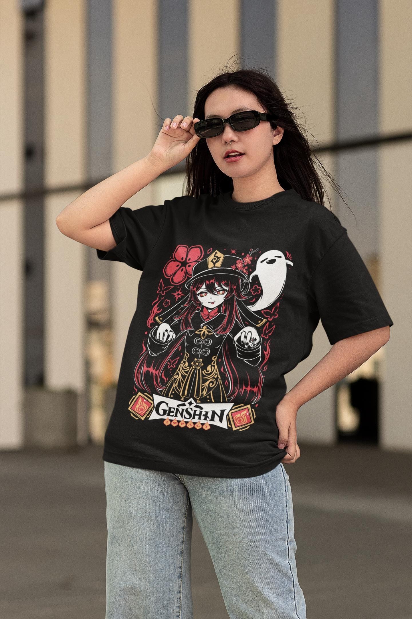 Hu Tao Genshin Impact Japan Aesthetic Anime Japanese Vaporwave Genshin Impact Raiden Shogun Gaming T-Shirt, Anime Waifu Shirt
