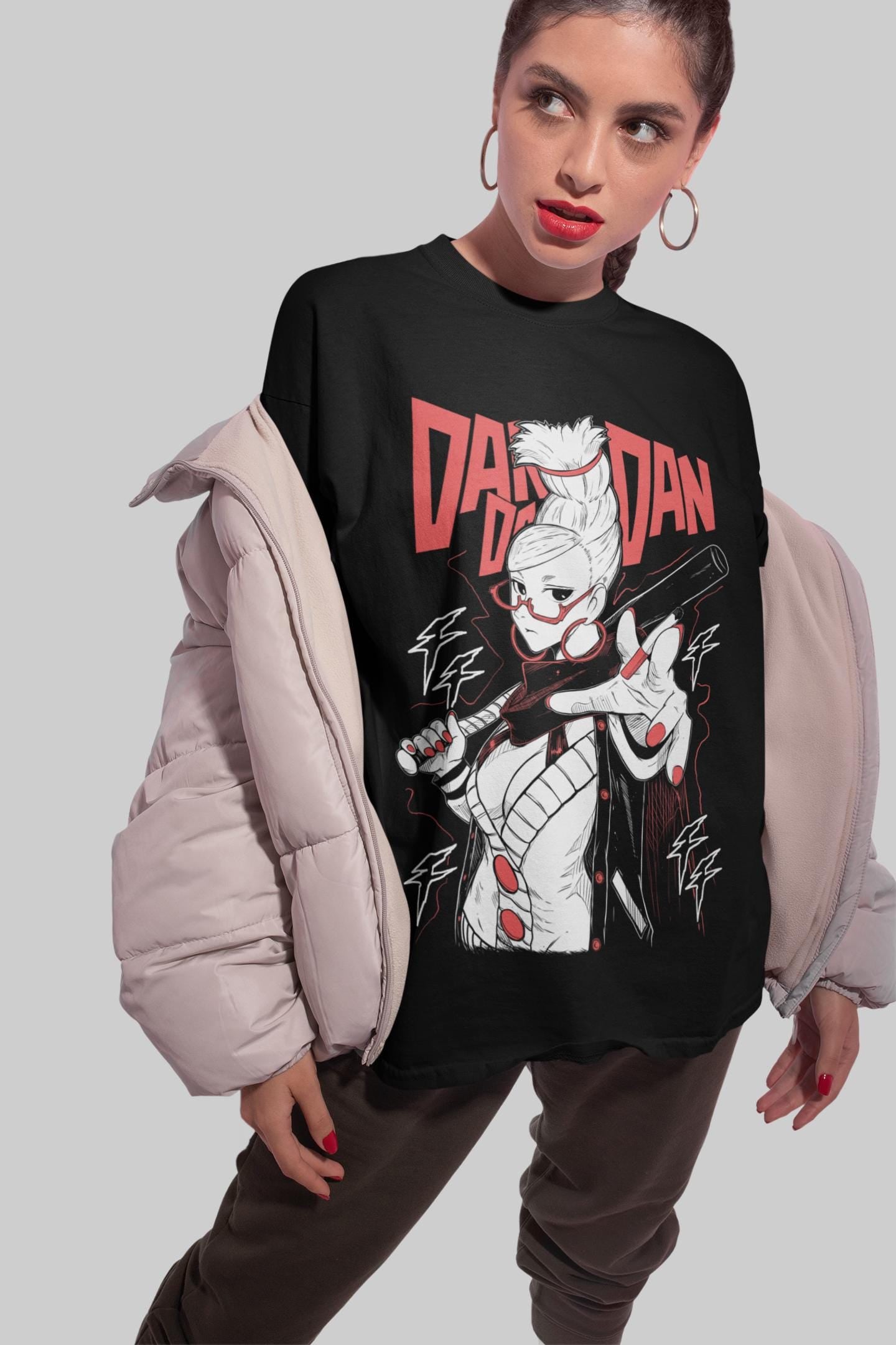 Unisex Horror Manga Creepy Girl T-Shirt, Dark Anime Gothic T-Shirt, Manga Gothic T-Shirt