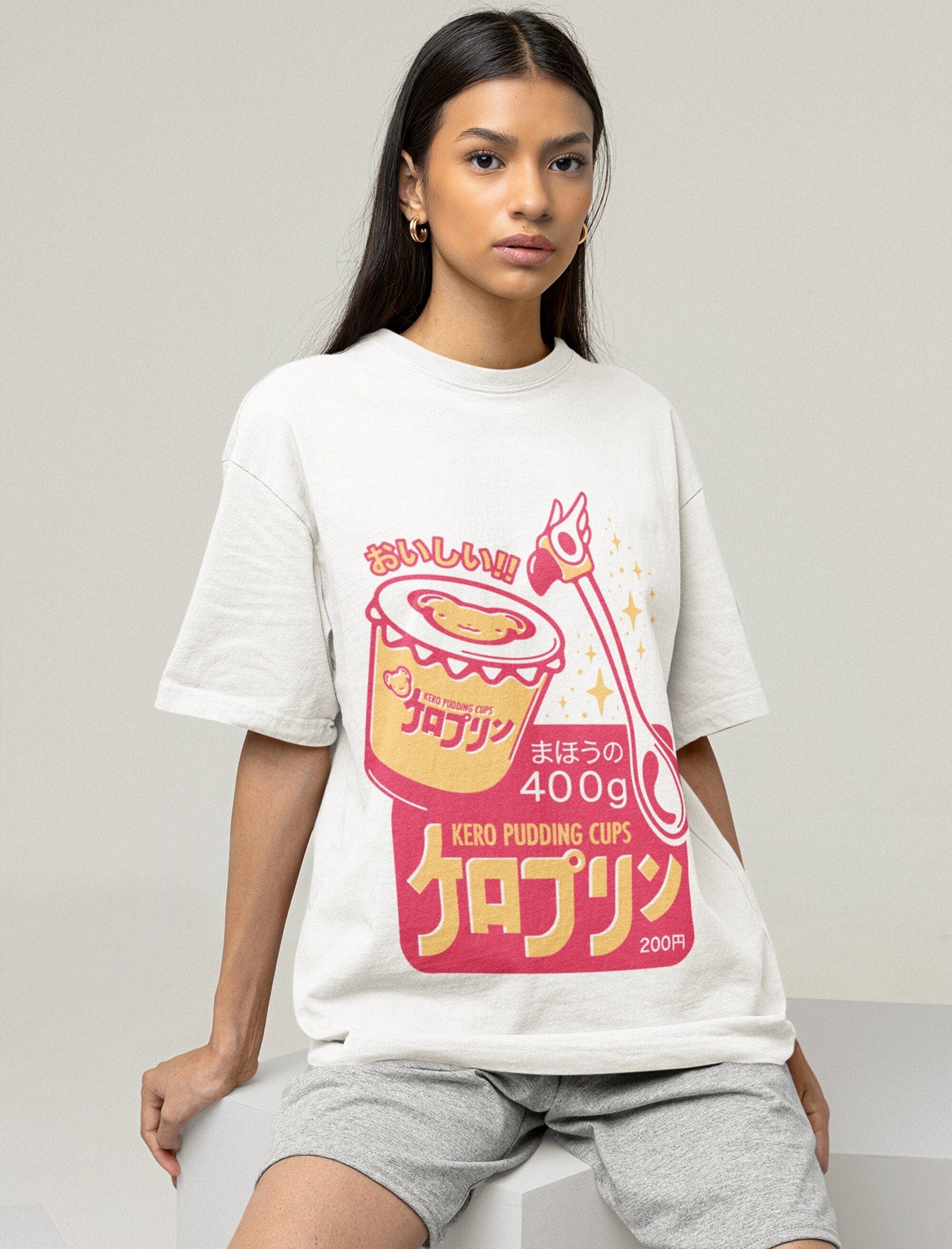 UNISEX - Kero Pudding Cups Tshirt, Cardcaptor Sakura Kinomoto Kero Cerberus 90s Anime Aesthetic Vaporwave Fairy Kei Jersey Short Sleeve Tee