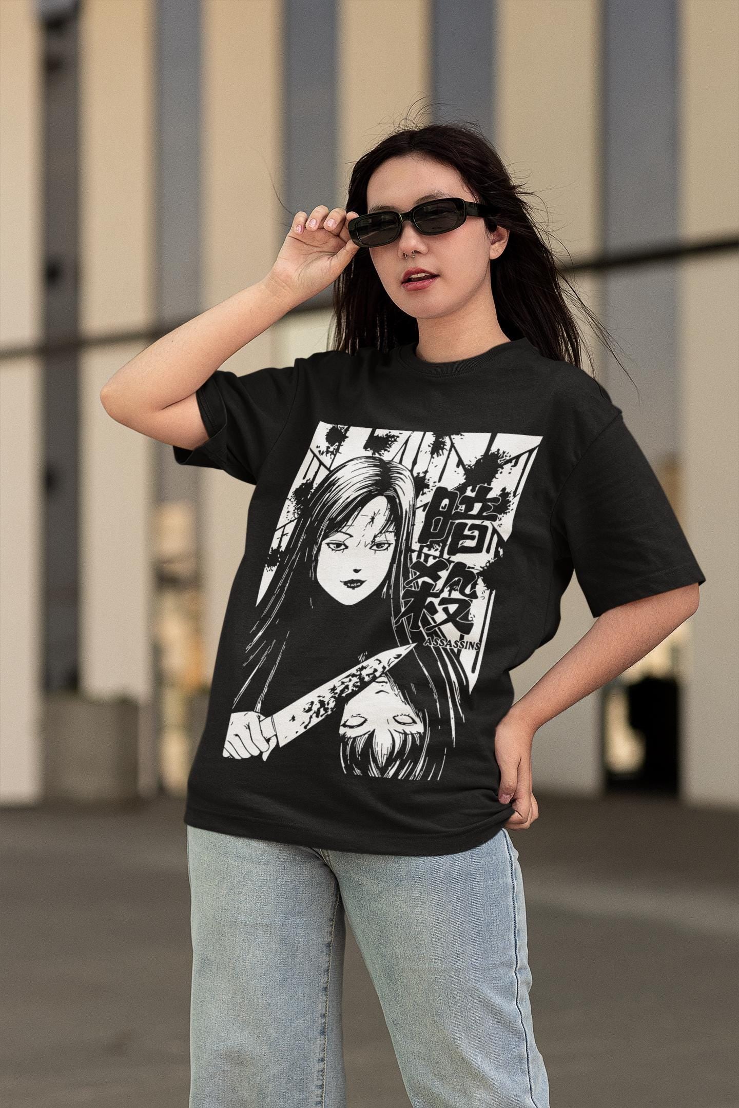 UNISEX - Unisex Horror Manga  T-Shirt, Creepy Girl,  Manga Gothic T-Shirt, Dark Anime Gothic T-Shirt