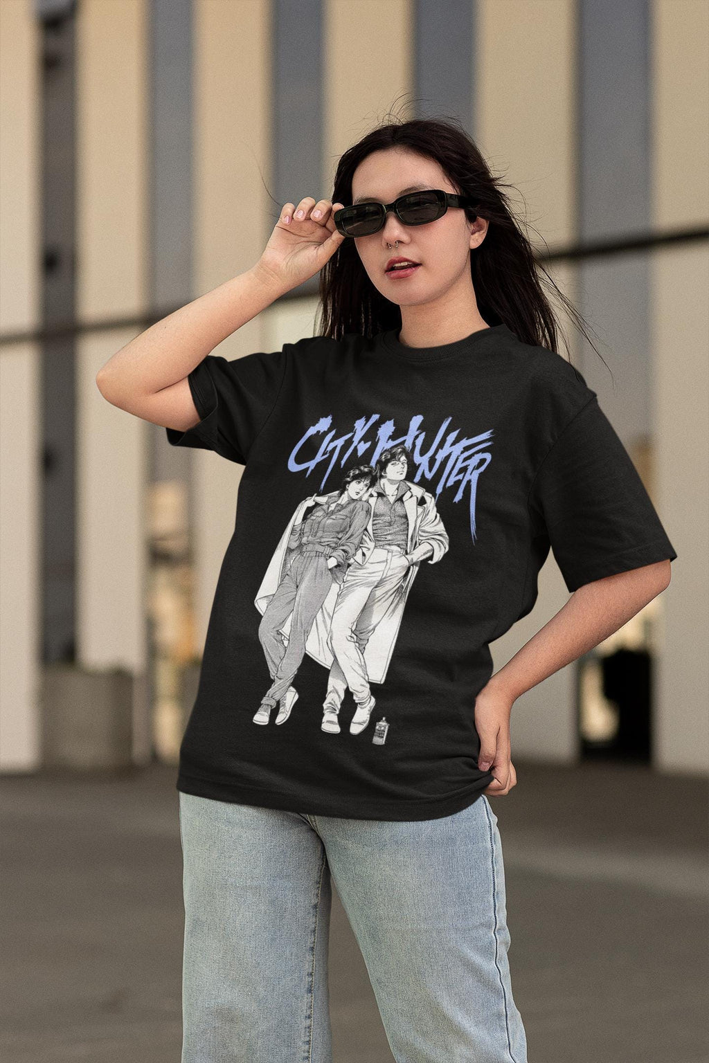 Unisex City Hunter Retro Anime T-Shirt, Ryo Saeba, Kaori Makimura Manga Shirt