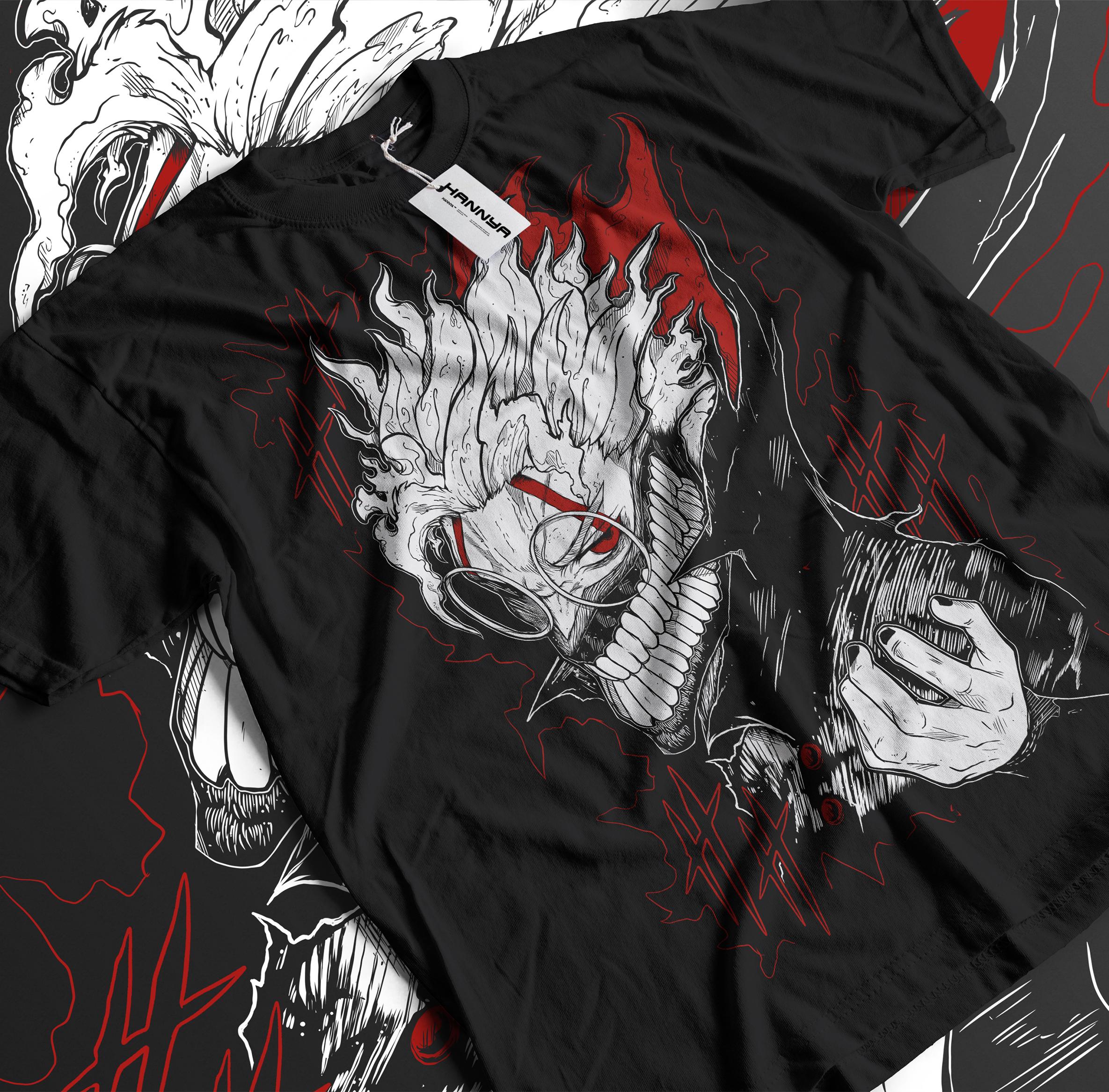 Unisex Horror Manga Creepy Girl T-Shirt, Dark Anime Gothic T-Shirt, Manga Gothic T-Shirt