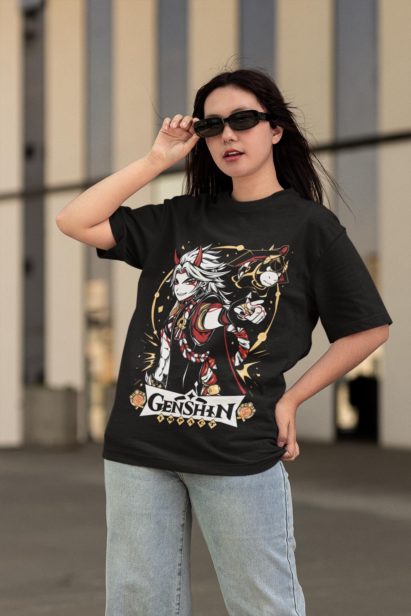 Arataki Itto Genshin Impact Japan Aesthetic Anime Japanese Vaporwave Genshin Impact Raiden Shogun Gaming T-Shirt, Anime Waifu Shirt