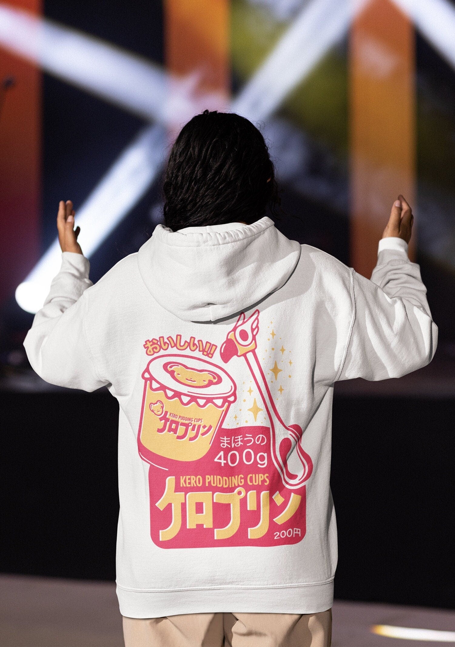 UNISEX - Kero Pudding CupsCardcaptor Hoodie, Sakura Kinomoto Kero Cerberus 90s Anime Aesthetic Vaporwave Fairy Kei Heavy Blend