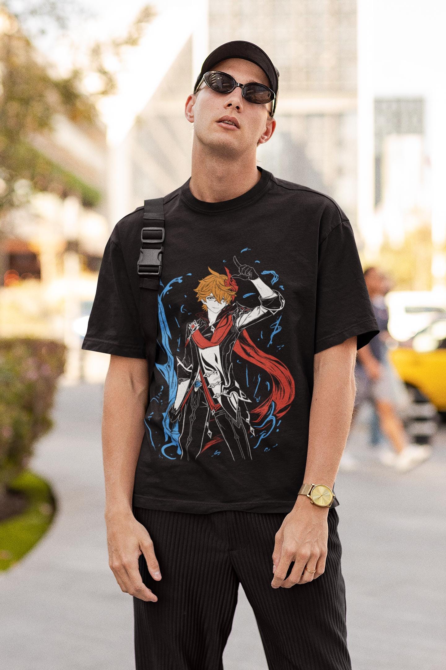 Tartaglia Genshin Impact Japan Aesthetic Anime Japanese Vaporwave Genshin Impact Raiden Shogun Gaming T-Shirt, Anime Waifu Shirt
