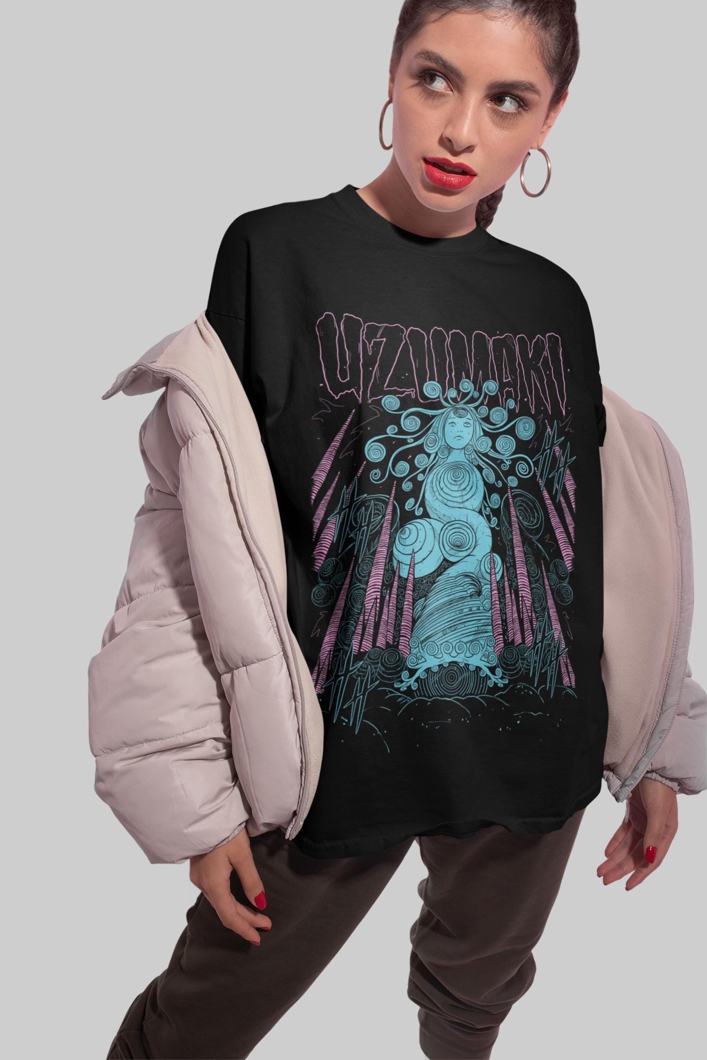 Unisex - Horror Manga Creepy Girl T-Shirt, Dark Anime Gothic T-Shirt, Manga Gothic T-Shirt