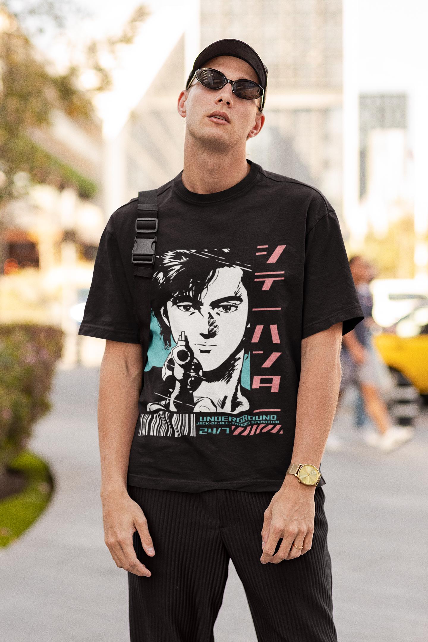 Unisex City Hunter Retro Anime T-Shirt, Ryo Saeba, Kaori Makimura Manga Shirt