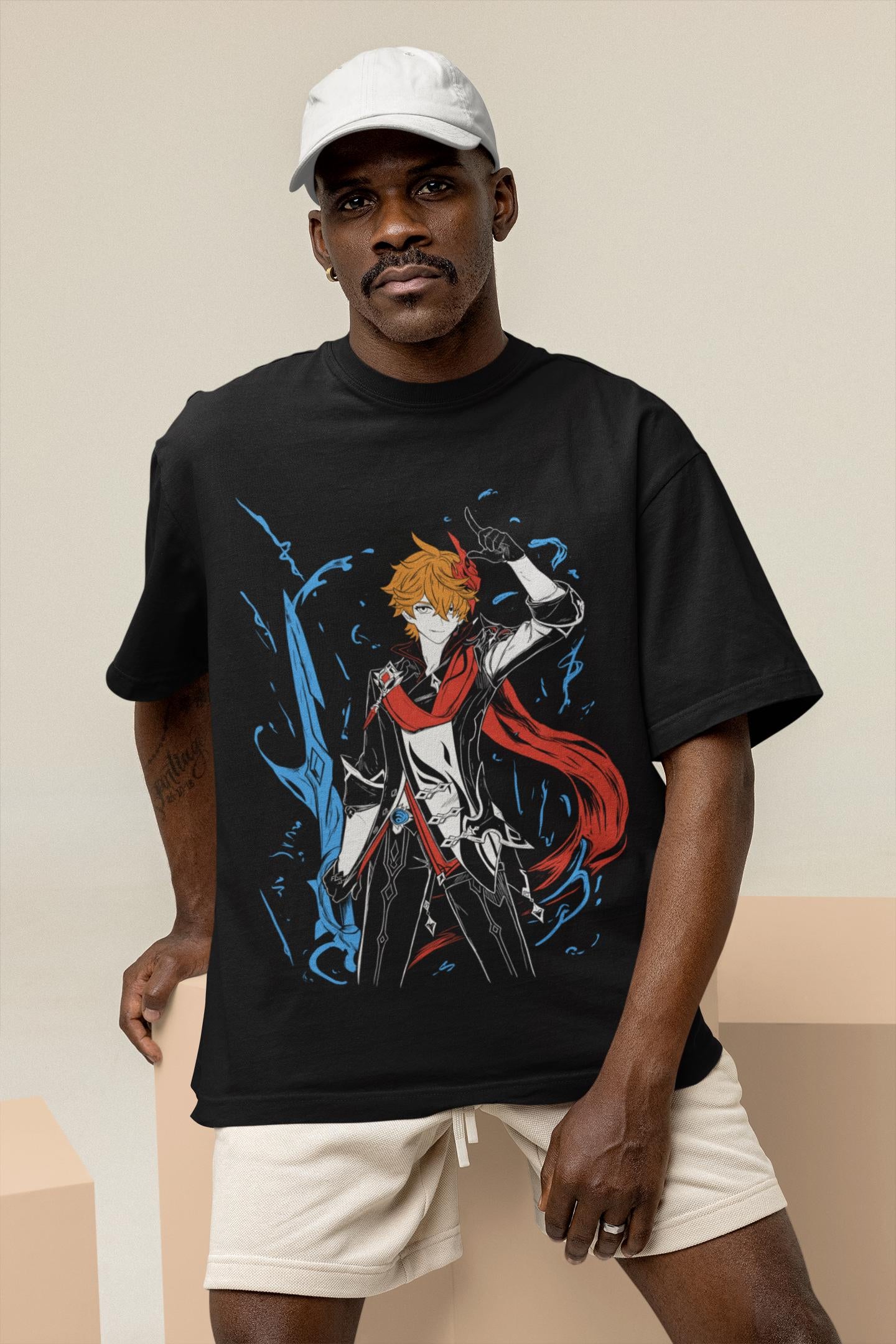 Tartaglia Genshin Impact Japan Aesthetic Anime Japanese Vaporwave Genshin Impact Raiden Shogun Gaming T-Shirt, Anime Waifu Shirt