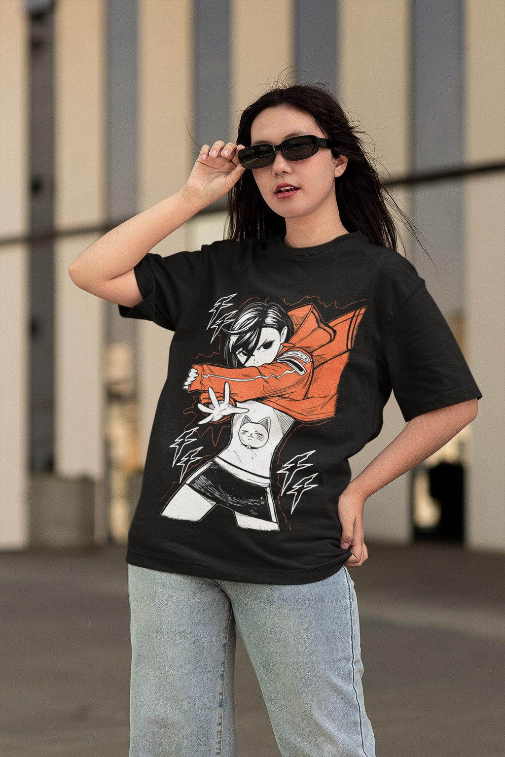 Unisex Horror Manga Creepy Girl T-Shirt, Dark Anime Gothic T-Shirt, Manga Gothic T-Shirt