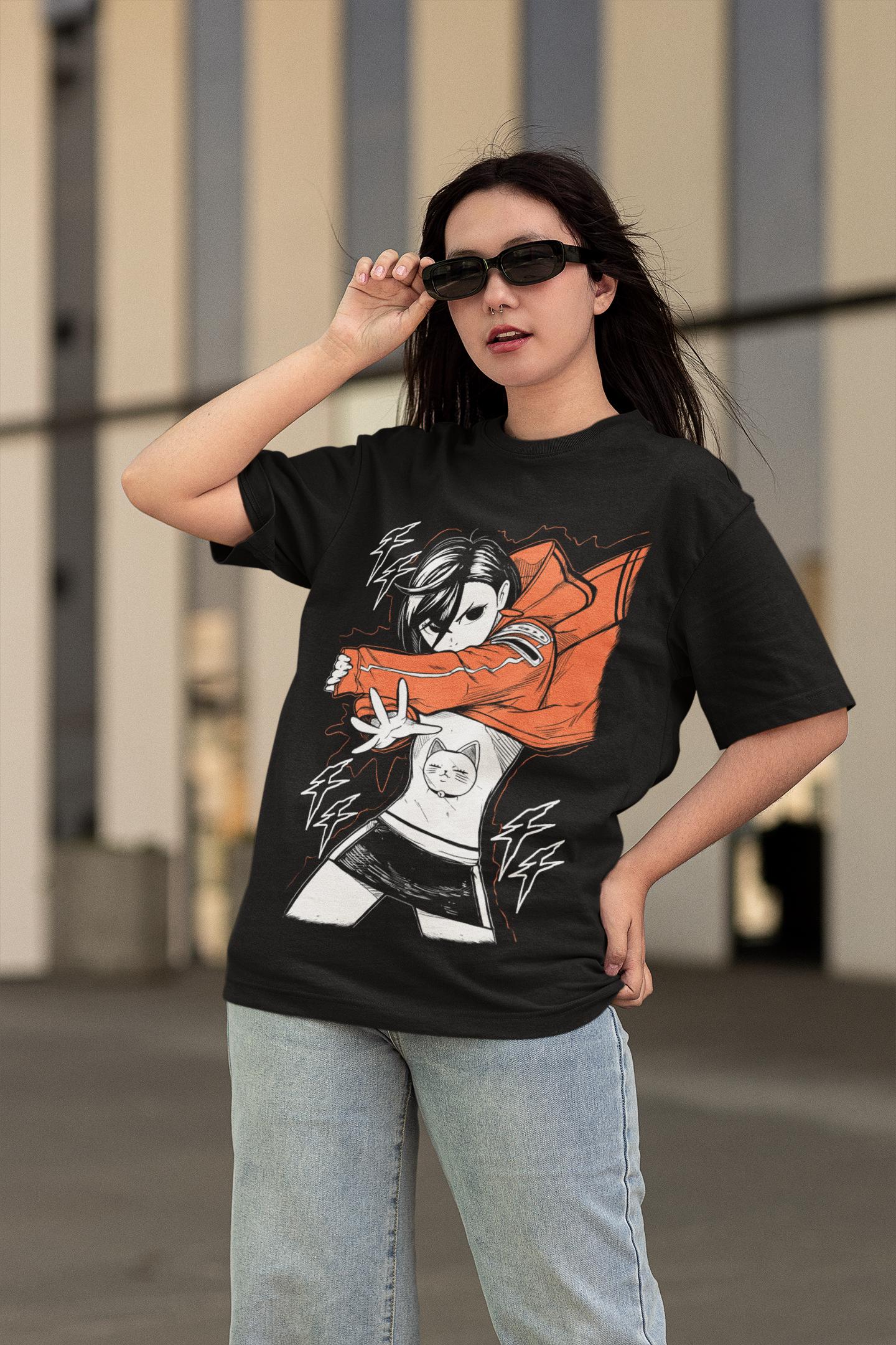 Unisex Horror Manga Creepy Girl T-Shirt, Dark Anime Gothic T-Shirt, Manga Gothic T-Shirt