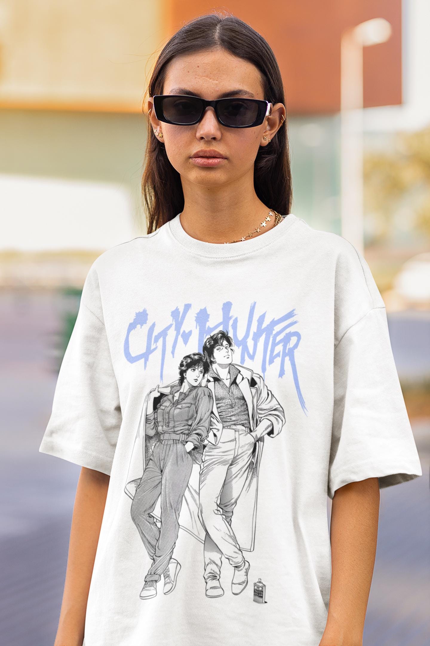 Unisex City Hunter Retro Anime T-Shirt, Ryo Saeba, Kaori Makimura Manga Shirt